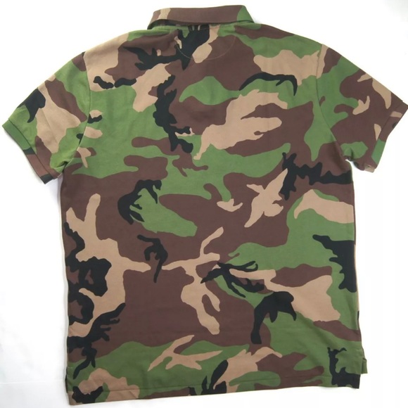 POLO RALPH LAUREN Men's Custom Slim Fit Green Multi Camo Mesh Polo Shirt Sz. M&L - Picture 3 of 3